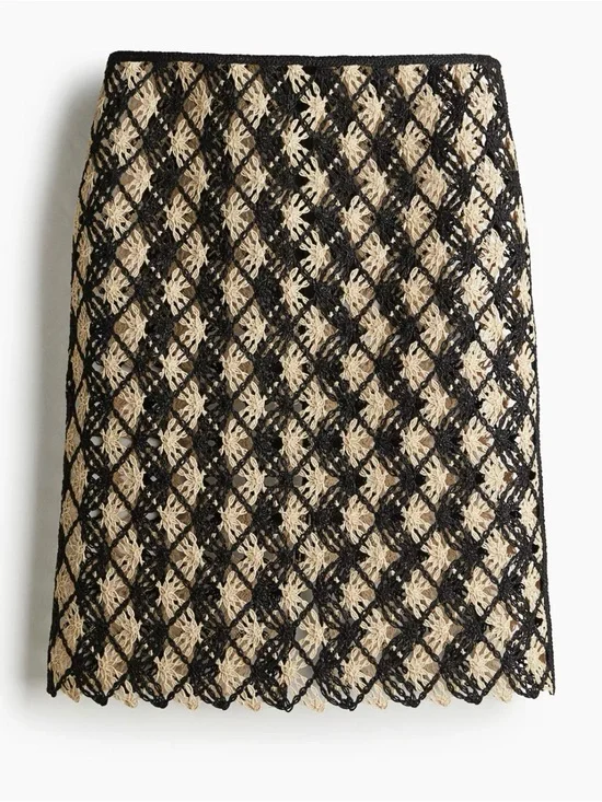 H&M Edition Crochet Look Skirt in Black Light Beige. NWT. S&M Available - Picture 5 of 10